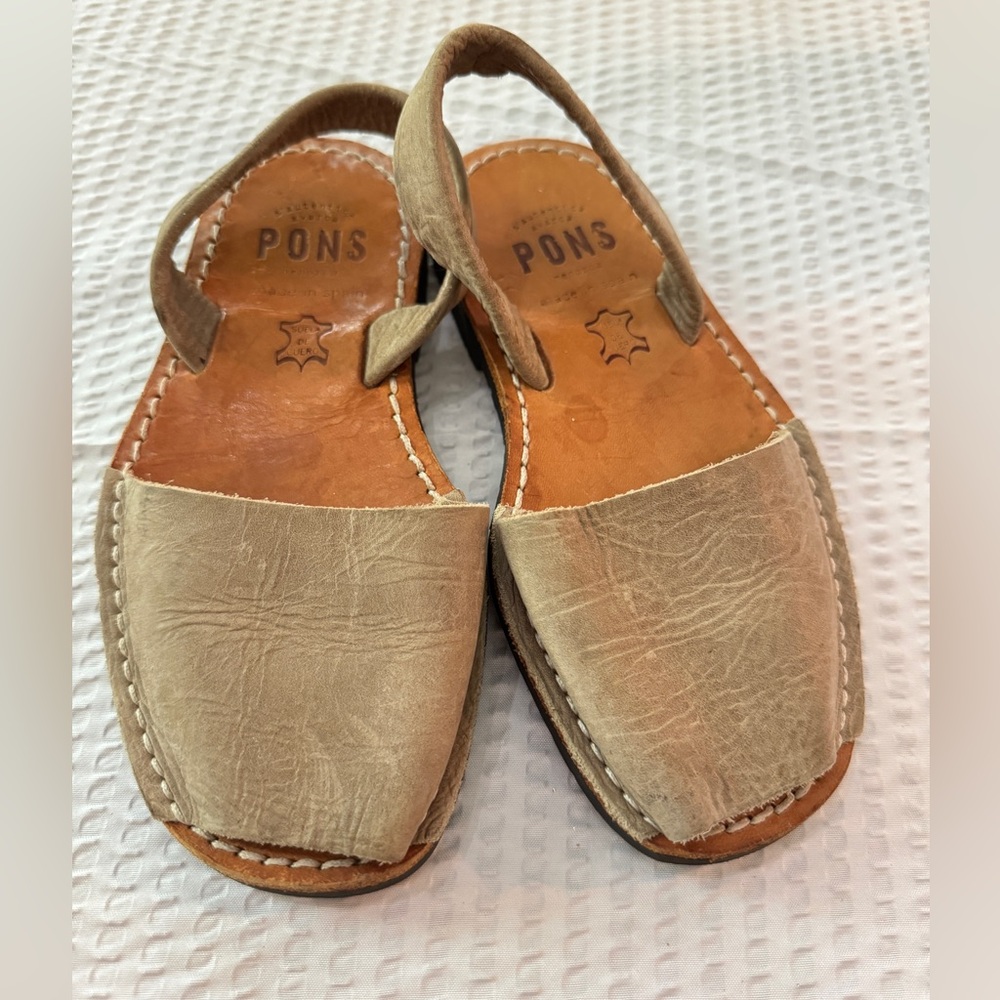 Kids Tan Leather Sandals-Pons made in Spain